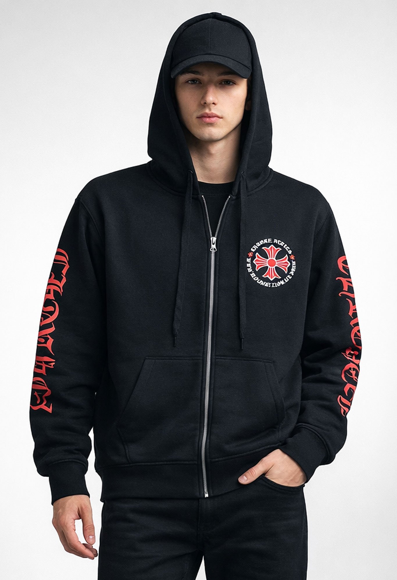 Black-Chrome-Hearts-Hoodie-Red-Logo black chrome hearts hoodie