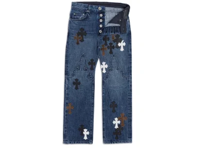 Chrome Hearts Fleur Knee Cross Patch Jeanss