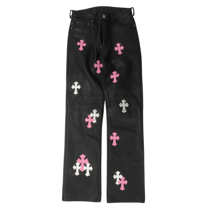 Chrome Hearts Fleur Knee Leather Cross Patch Pants Chrome Hearts Fleur Knee Leather Cross Patch Pants