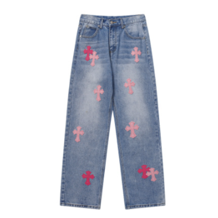 Chrome Hearts Pink Cross Logo Jeans Chrome Hearts Pink Cross Logo Jeans