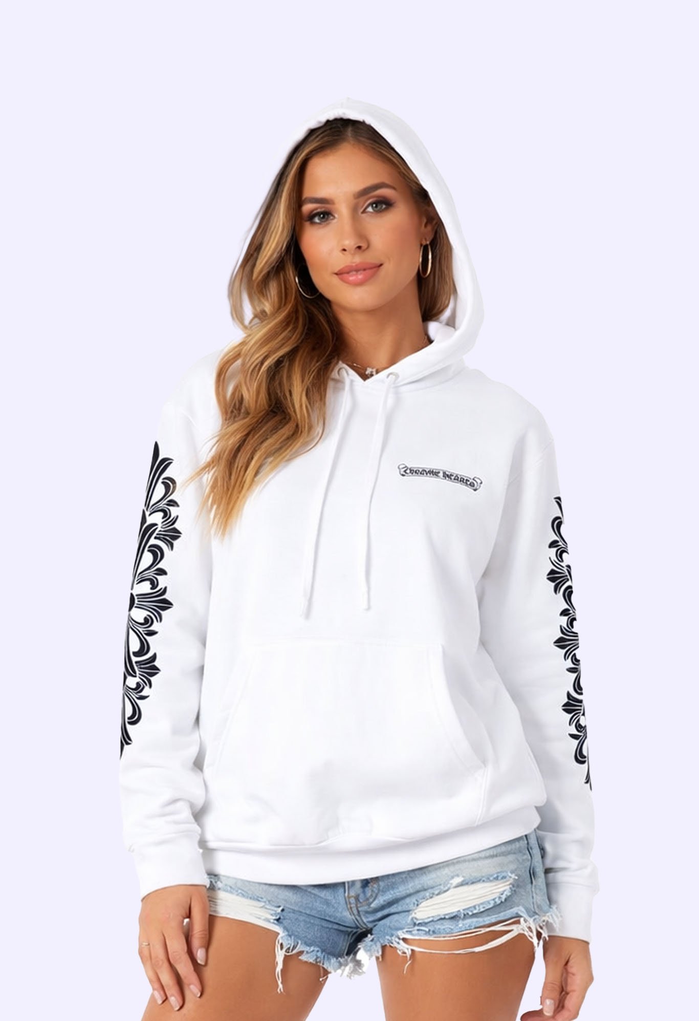 chrome-hearts-eye-chart-pink-dagger-pullover-hoodie-whitewomen Chrome Hearts Eye Chart Pink Dagger Pullover Hoodie