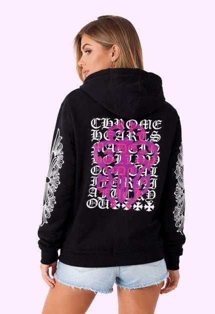 Chrome Hearts Eye Chart Pink Dagger Pullover Hoodie