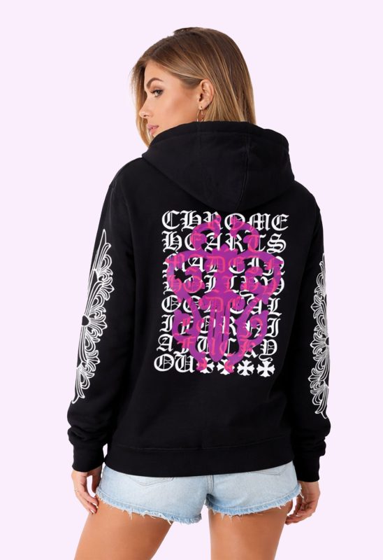 Chrome Hearts Eye Chart Pink Dagger Pullover Hoodie