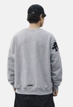 Chrome Herats Leather Cross Patch Sweatshirt grey