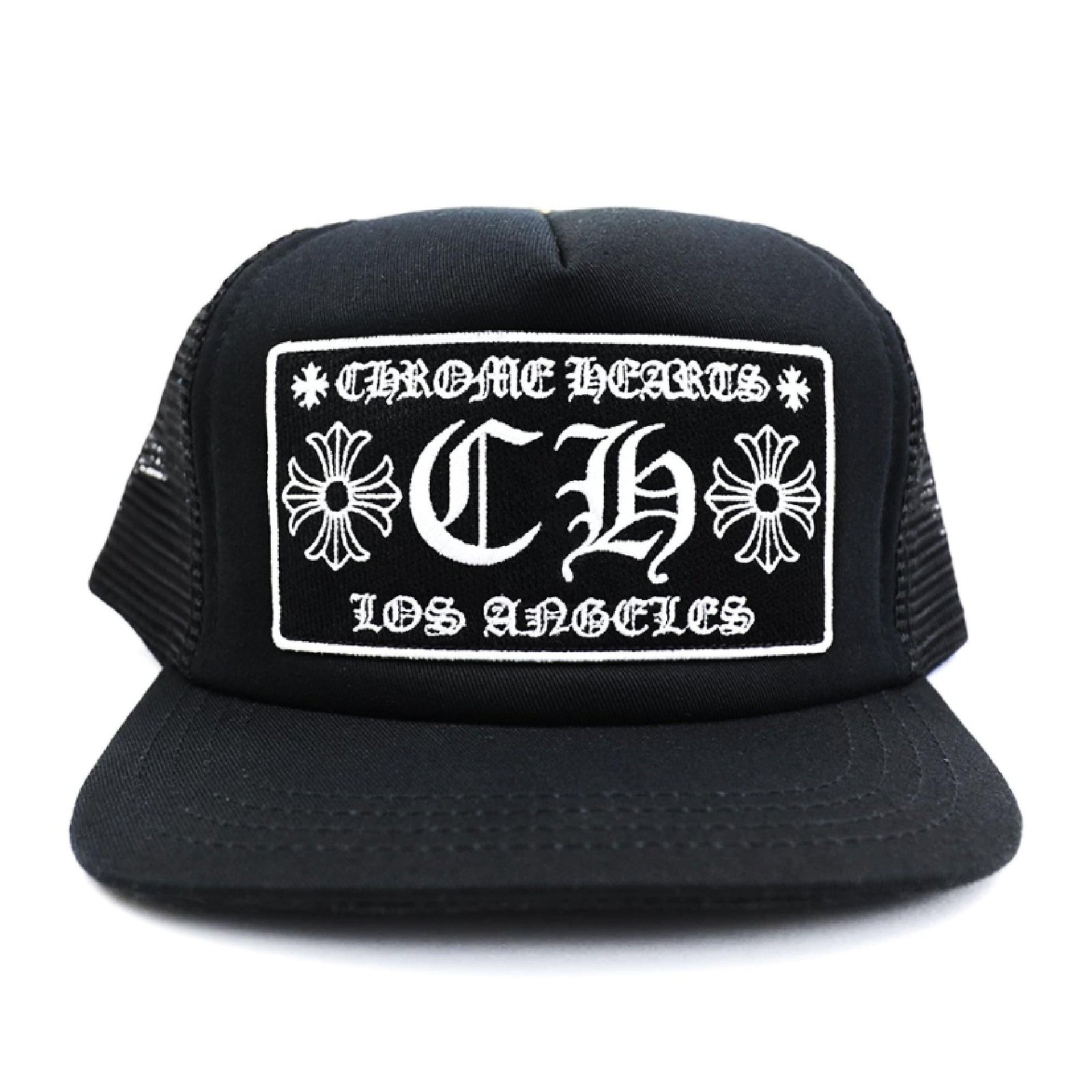 Chrome-Hearts-CH-Los-Angeles-Trucker-Hat-BlackBlack-Front
