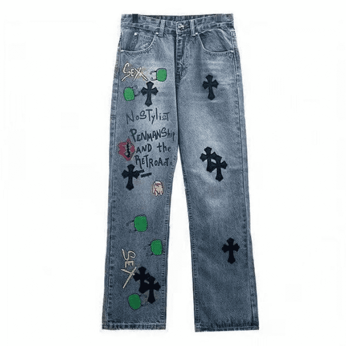 Chrome Hearts Graffiti Red Lips Jeans Chrome Hearts Graffiti Red Lips Jeans